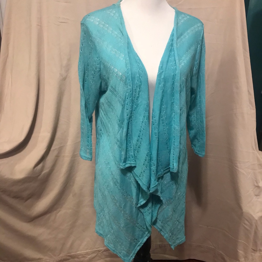 Maurices Teal blue sparkly cardigan. Size xxl